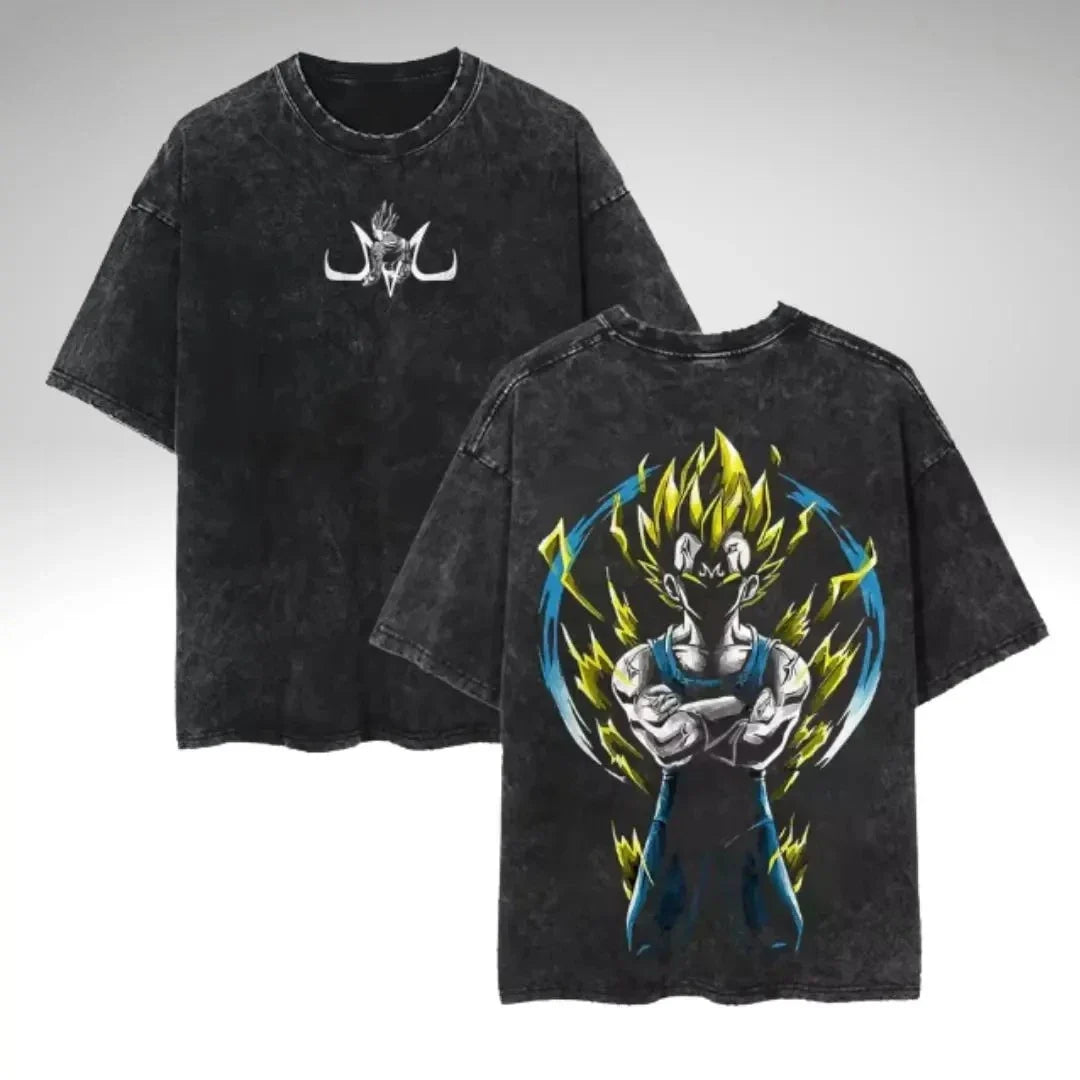 Vintage Anime Graphic Washed Oversized T-Shirt Cotton Streetwear Tee
