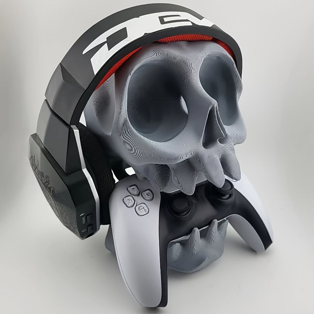 NNETM Skull Head Gaming Stand Dual Controller Headset Holder