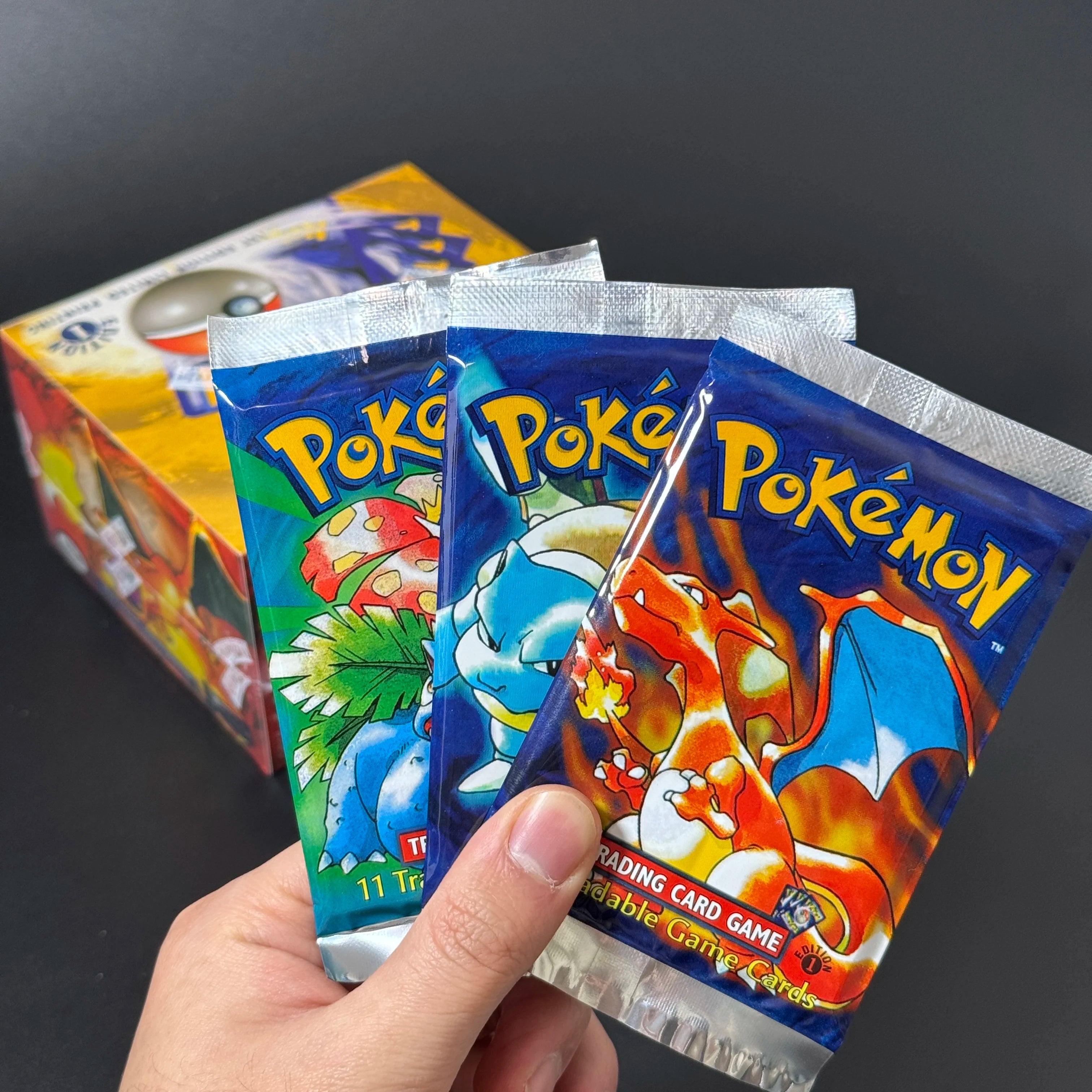 Pokemon Base Set Booster Packs PTCG English Classic 1st Old Edition Proxy Charizrd Blastoise Venusaur Collectible Toy Gift Cards