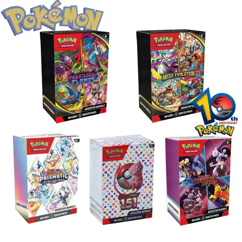 Poke  mon Card V10 Booster Bundle Destined Rivals Prismatic Evolutions Scarlet Violet 151 English ME02 Booster Cards Gifts--