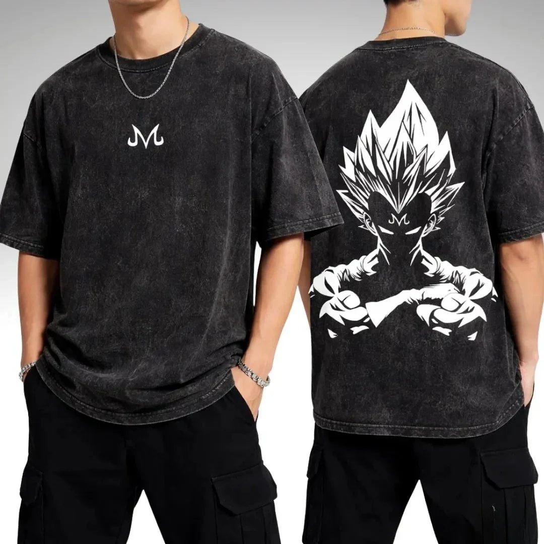 Vintage Anime Graphic Washed Oversized T-Shirt Cotton Streetwear Tee