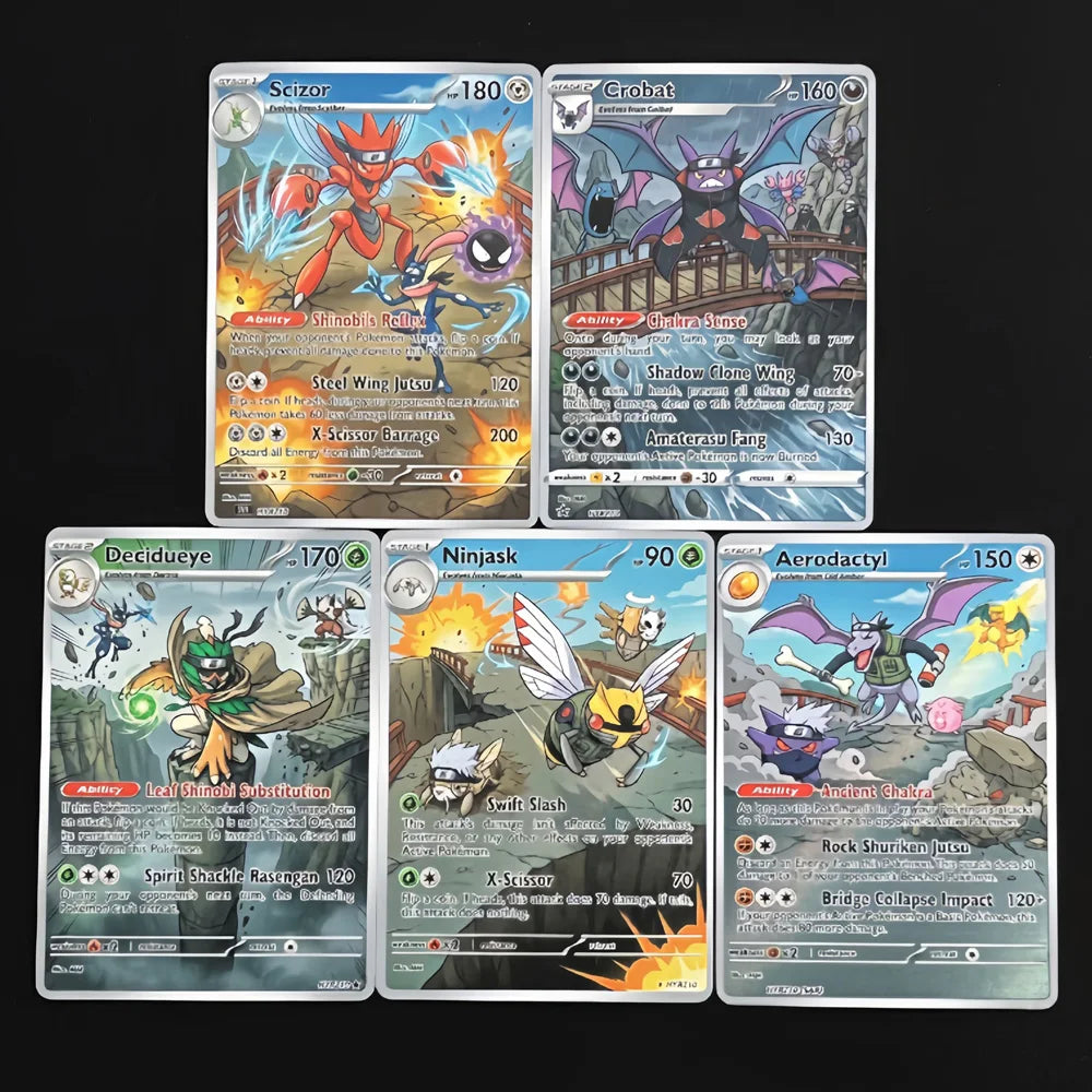 Pokemon Collection Cards Game Gift 5Pcs Toys PTCG Scizor Crobat Decidueye Ninjask Aerodactyl Style Flash Card Battle Pokemon