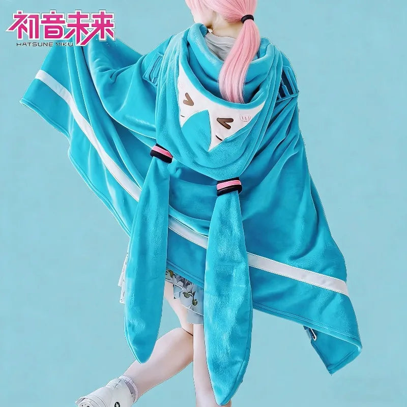 NNEOBA Anime-Inspired Hooded Plush Shawl Blanket