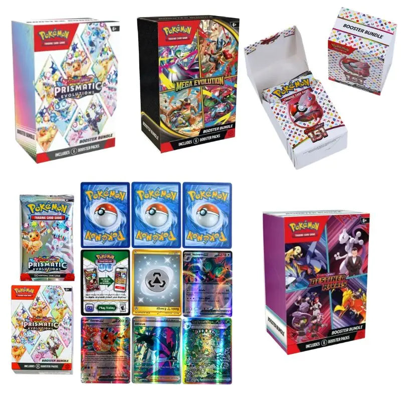 Poke  mon Card V10 Booster Bundle Destined Rivals Prismatic Evolutions Scarlet Violet 151 English ME02 Booster Cards Gifts--