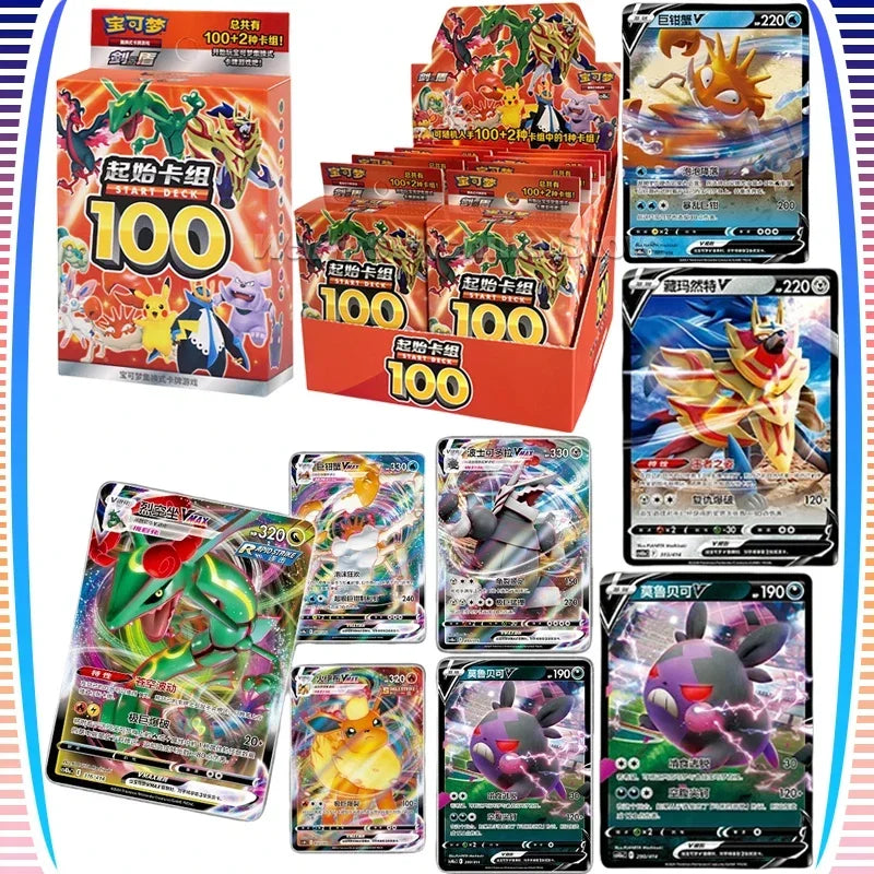Pokemon Trade Cards Simplified PTCG Chinese Pre-set Starting Card Set 100 Sword Shield Card Battle Game Toys Gifts