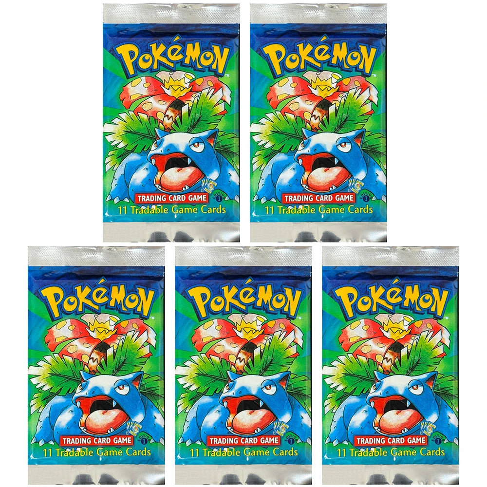 Pokemon Base Set Booster Packs PTCG English Classic 1st Old Edition Proxy Charizrd Blastoise Venusaur Collectible Toy Gift Cards