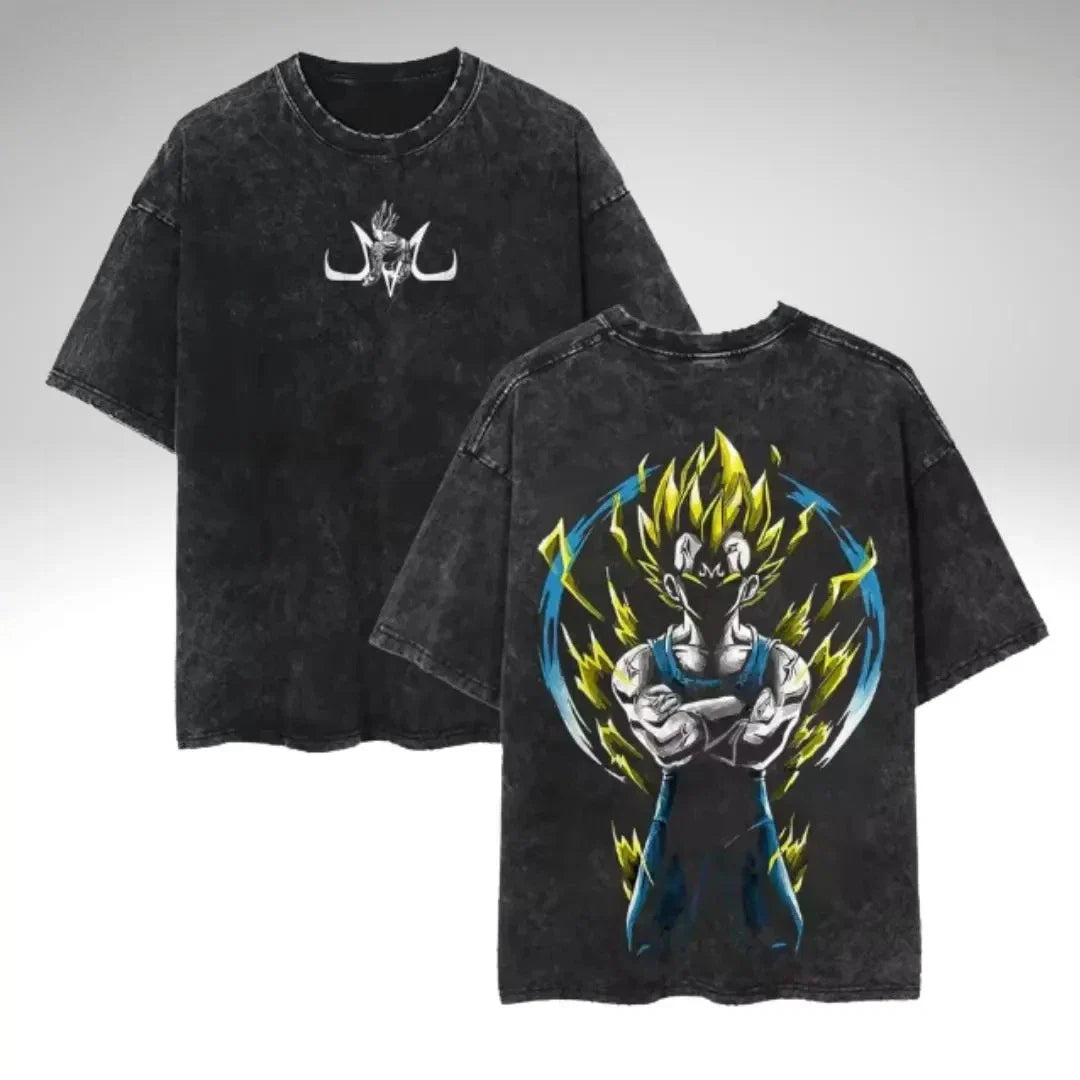 Vintage Anime Graphic Washed Oversized T-Shirt Cotton Streetwear Tee
