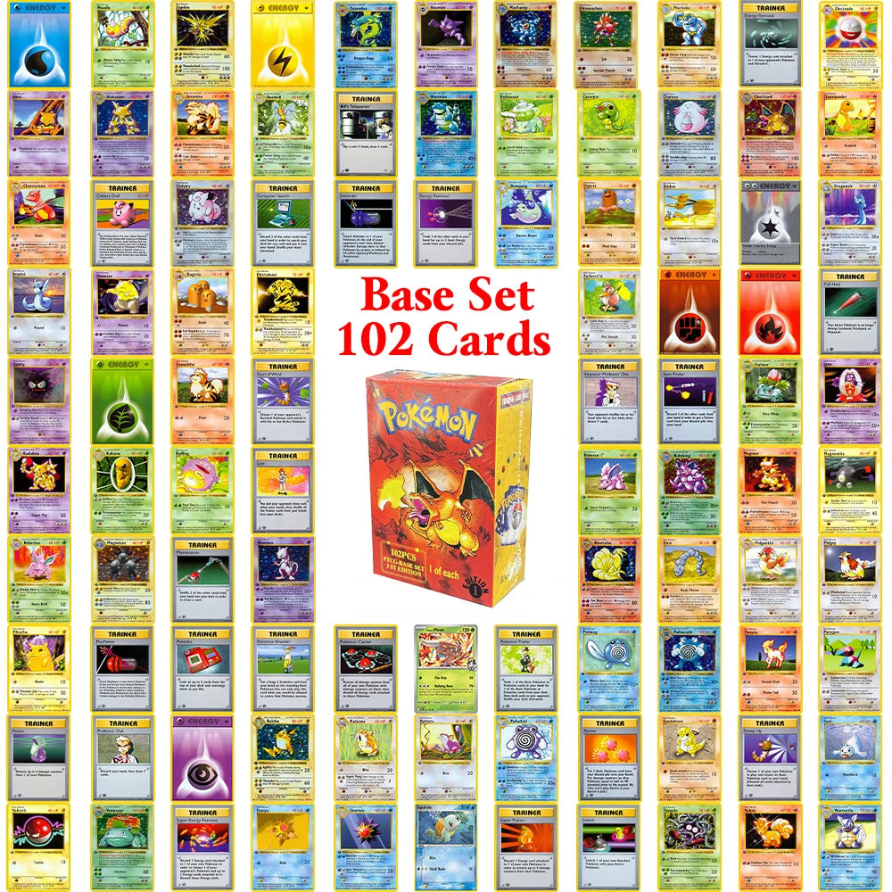 Pokemon Base Set Booster Packs PTCG English Classic 1st Old Edition Proxy Charizrd Blastoise Venusaur Collectible Toy Gift Cards