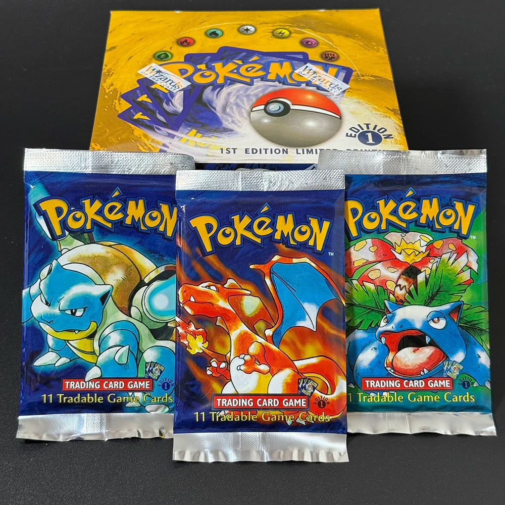 Pokemon Base Set Booster Packs PTCG English Classic 1st Old Edition Proxy Charizrd Blastoise Venusaur Collectible Toy Gift Cards