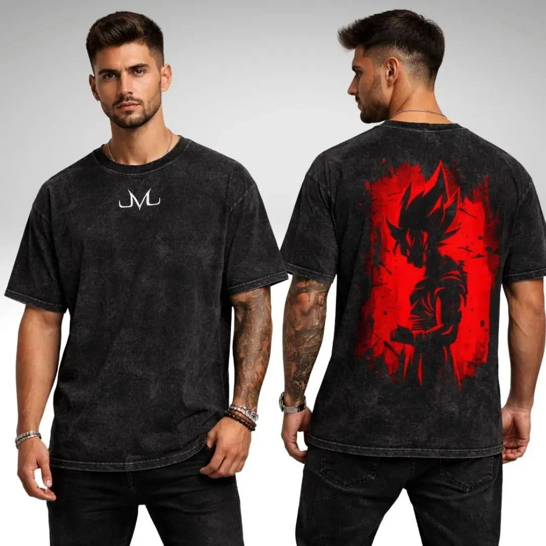 Vintage Anime Graphic Washed Oversized T-Shirt Cotton Streetwear Tee