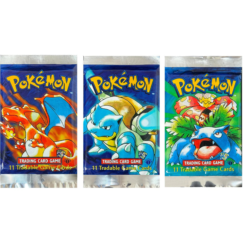 Pokemon Base Set Booster Packs PTCG English Classic 1st Old Edition Proxy Charizrd Blastoise Venusaur Collectible Toy Gift Cards