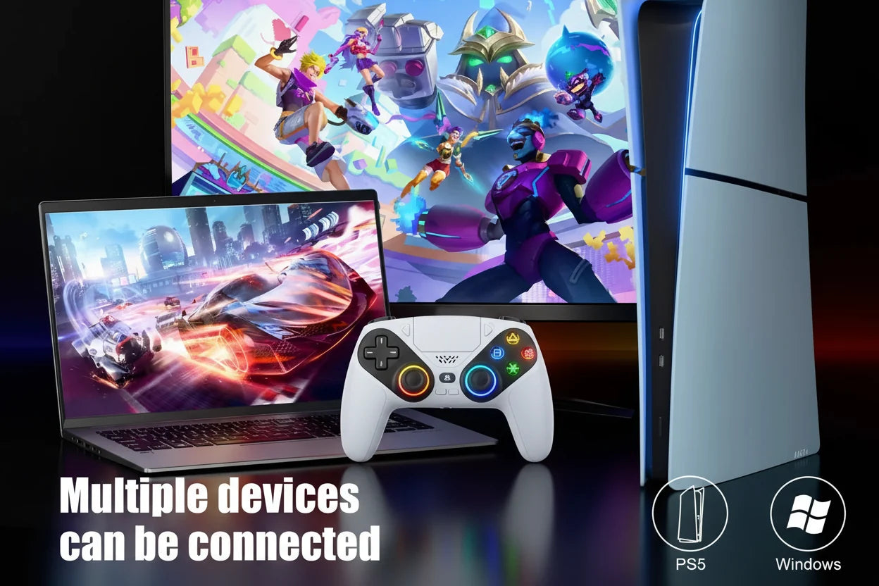 NNEOBA Wireless Controller for PS5/PS5 Pro/Slim & PC – RGB Gaming Controller with Turbo & Dual Vibration
