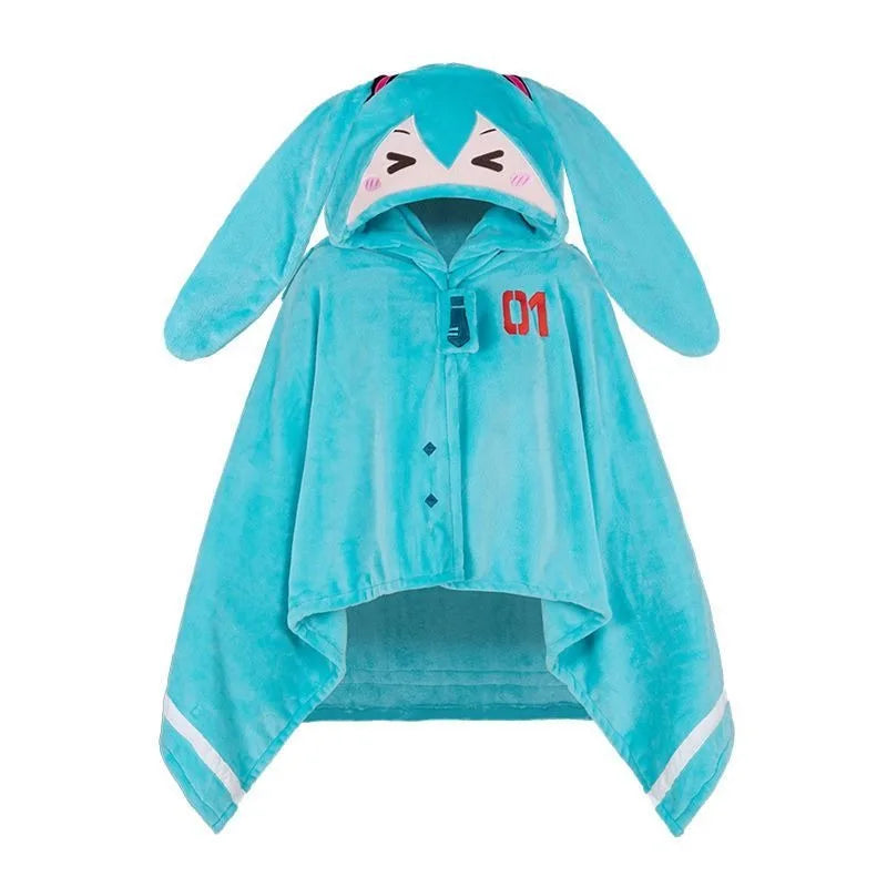 NNEOBA Anime-Inspired Hooded Plush Shawl Blanket