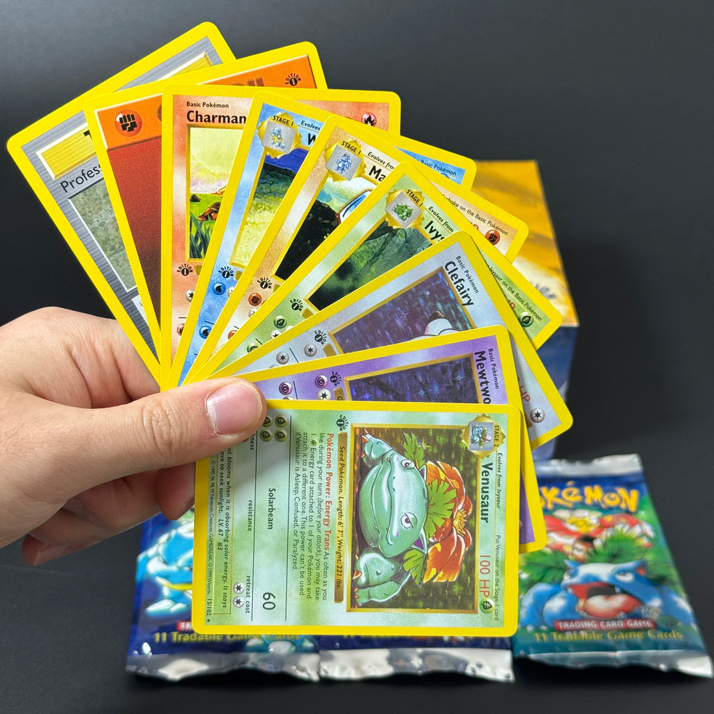 Pokemon Base Set Booster Packs PTCG English Classic 1st Old Edition Proxy Charizrd Blastoise Venusaur Collectible Toy Gift Cards