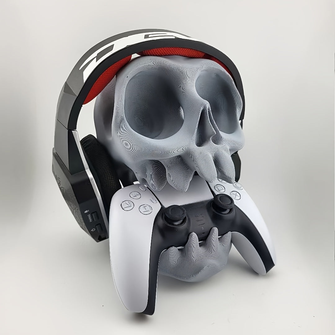 NNETM Skull Head Gaming Stand Dual Controller Headset Holder