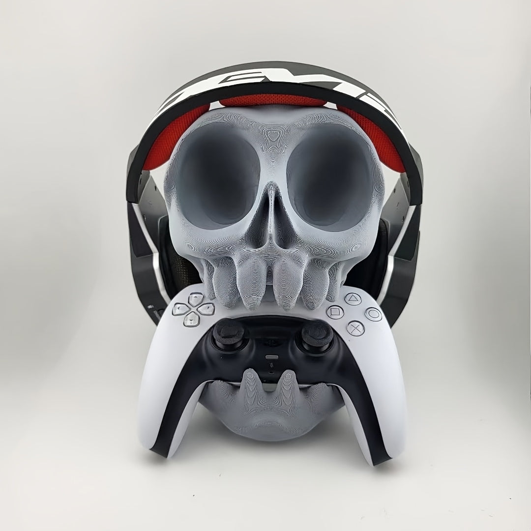 NNETM Skull Head Gaming Stand Dual Controller Headset Holder