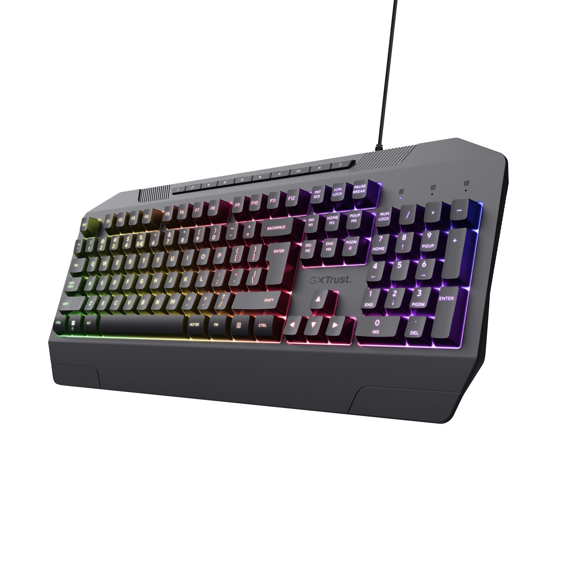 Trust GXT 836 EVOCX RGB gaming keyboard (black, US layout (QWERTY), membrane, 100%, RGB)