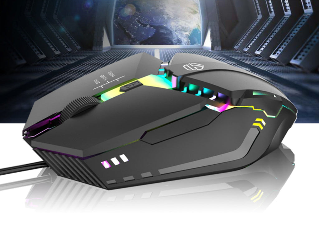 Techancy Gaming Mouse TJ6105, 1,5m, Com Led, Comutação De Dpi De 3 Velocidades, Roda De Deslocamento Antiderrapante
